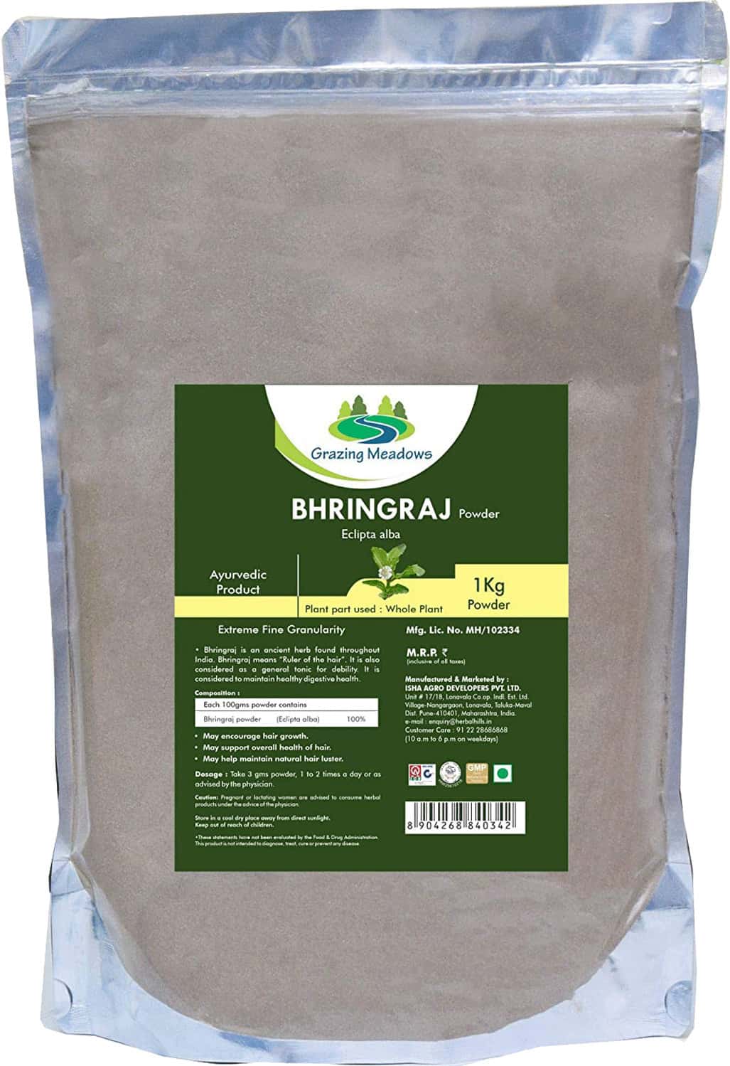 Grazing Meadows Bhringraj Powder - 1 Kg (Pack Of 5)