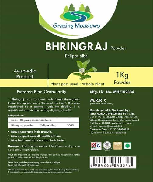 Grazing Meadows Bhringraj Powder - 1 Kg (Pack Of 5)