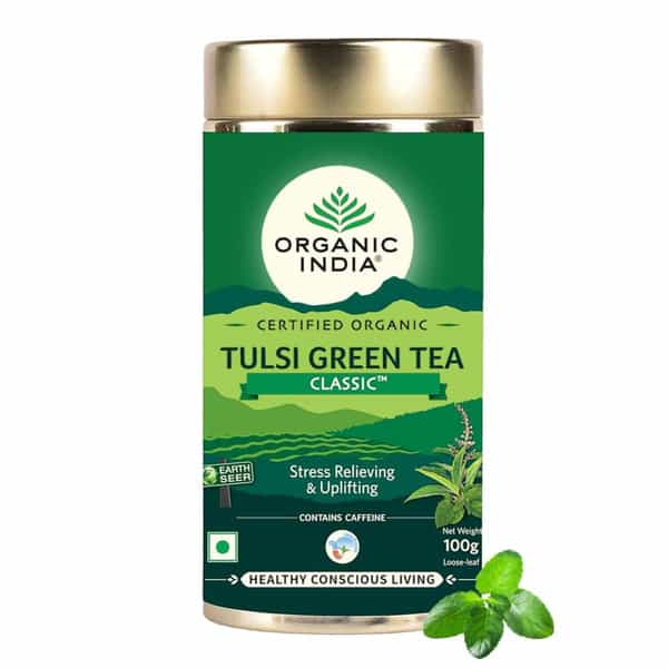 Organic India Dom Tulsi Green Tea Classic 100G Tin