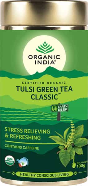 Organic India Dom Tulsi Green Tea Classic 100G Tin