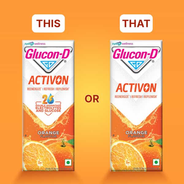 Glucon-D Activon | Ready To Drink Beverage | Replenishes | Reenergizes | Orange Flavour | 200Ml
