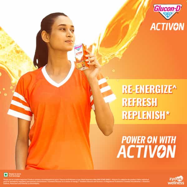 Glucon-D Activon | Ready To Drink Beverage | Replenishes | Reenergizes | Orange Flavour | 200Ml