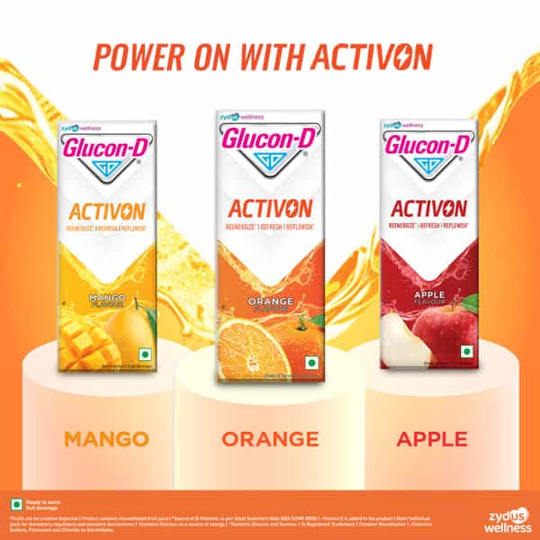 Glucon-D Activon | Ready To Drink Beverage | Replenishes | Reenergizes | Orange Flavour | 200Ml