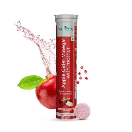 Neuherbs Apple Cider Vinegar Effervescent Tablet | Mother,Vit B6 & B12 For Weight Loss - 20 Tablets