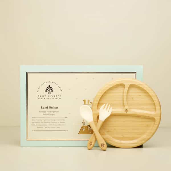 Baby Forest Laad Dulaar Bamboo Feeding Plate | Round Shape | Toxin & Chemical-Free