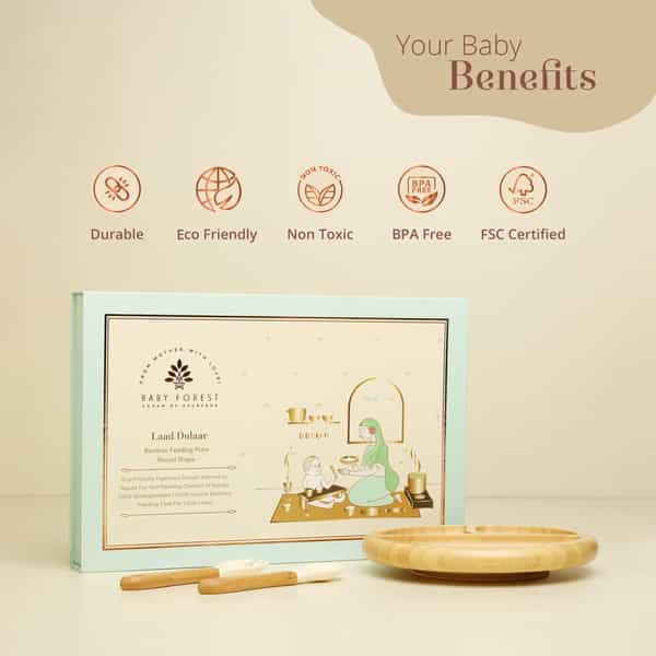 Baby Forest Laad Dulaar Bamboo Feeding Plate | Round Shape | Toxin & Chemical-Free