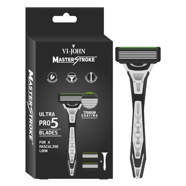 Vi-John Combo Pack Of Master Stroke 5 Blade Razor & Fruit Fusion Shaving Foam 400Ml