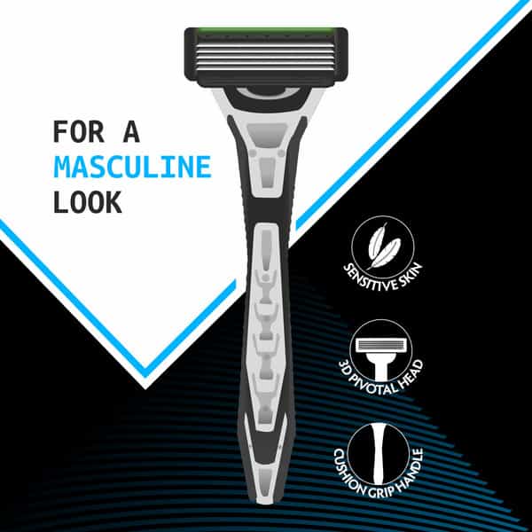 Vi-John Combo Pack Of Master Stroke 5 Blade Razor & Fruit Fusion Shaving Foam 400Ml
