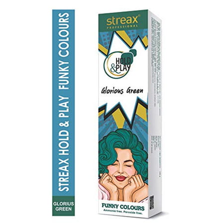 Streax Professional Hold & Play Funky Colours - Glorious Green 100g X Pack Of 3