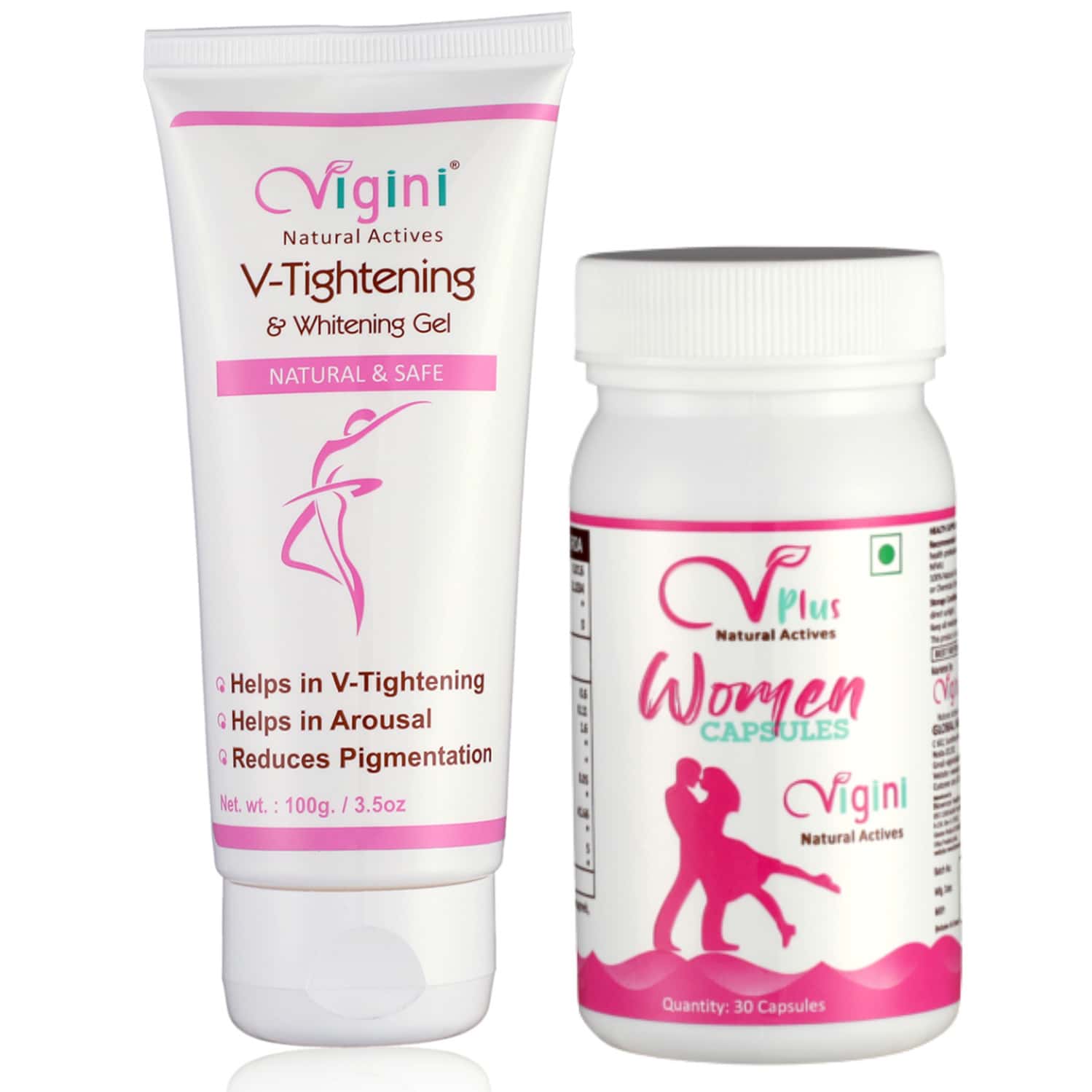 Vigini V Vaginal Tightening & Moisturizing Cream & Performance Sexual Arousal Regain Capsule Women