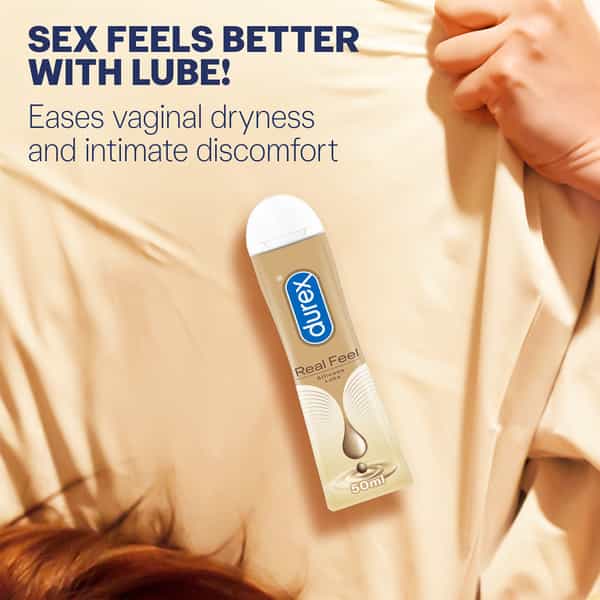 Durex Real Feel Long-Lasting Lubricant - 50Ml- Silicone Lube Lasts 3X Longer Vs Water-Based Lube