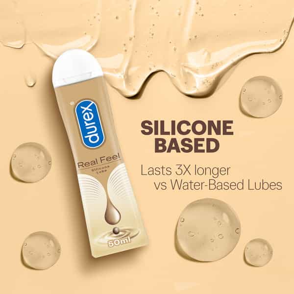 Durex Real Feel Long-Lasting Lubricant - 50Ml- Silicone Lube Lasts 3X Longer Vs Water-Based Lube