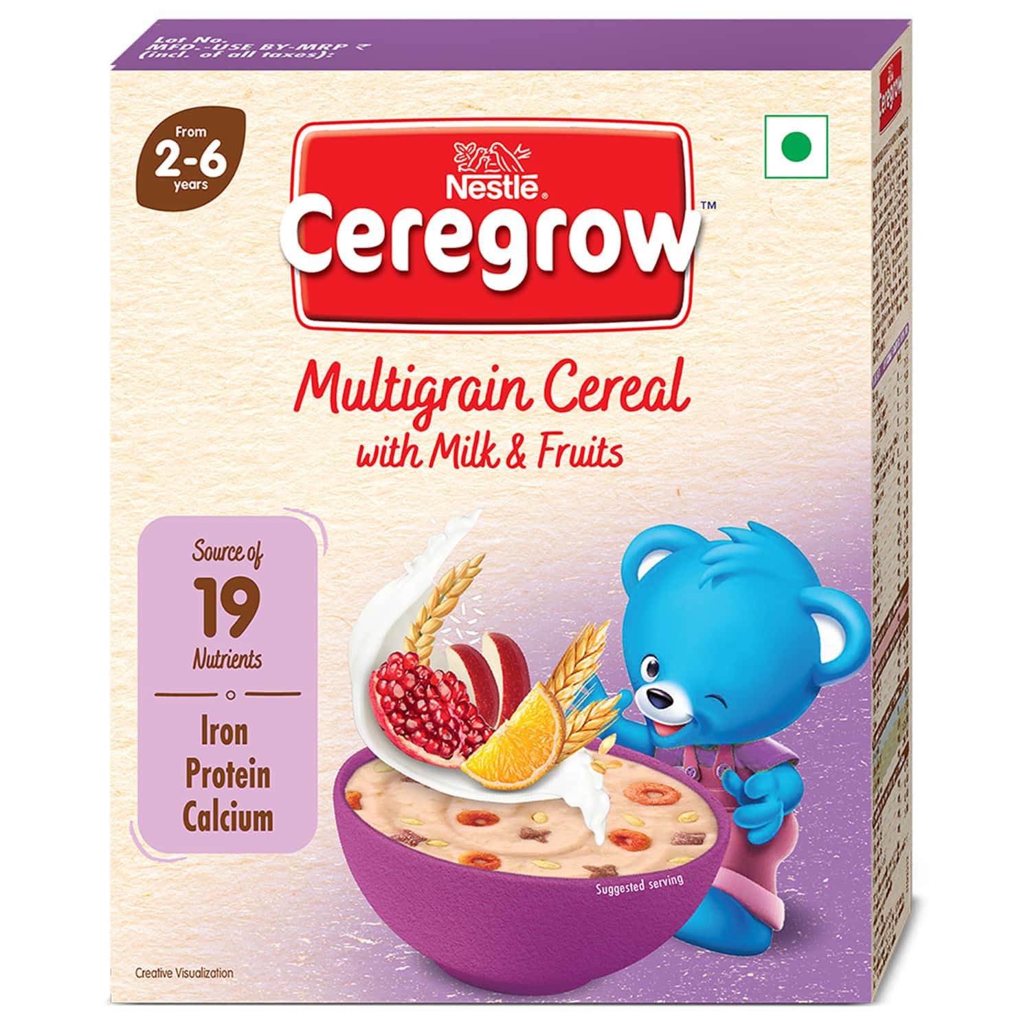 Nestle Ceregrow Multigrain Milk & Fruits Cereal | Source Of 19 Nutrients | 2-6 Years | Box | 300gm