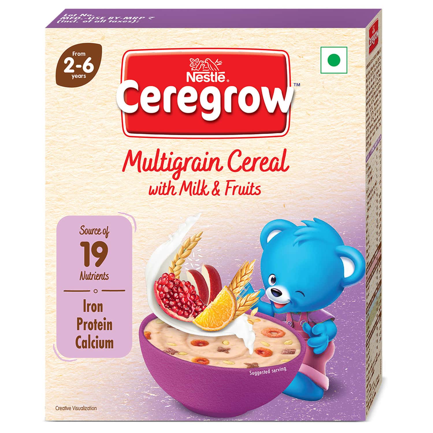 Nestle Ceregrow Multigrain Milk & Fruits Cereal | Source Of 19 Nutrients | 2-6 Years | Box | 300gm
