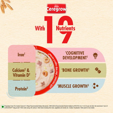 Nestle Ceregrow Multigrain Milk & Fruits Cereal | Source Of 19 Nutrients | 2-6 Years | Box | 300gm