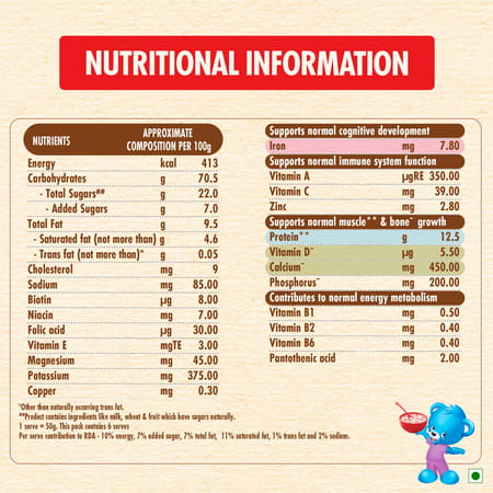Nestle Ceregrow Multigrain Milk & Fruits Cereal | Source Of 19 Nutrients | 2-6 Years | Box | 300gm