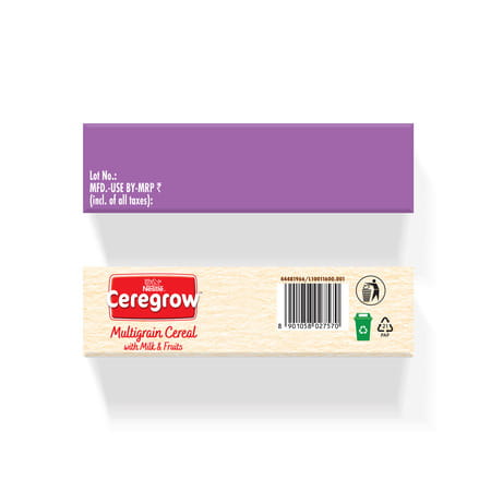 Nestle Ceregrow Multigrain Milk & Fruits Cereal | Source Of 19 Nutrients | 2-6 Years | Box | 300gm