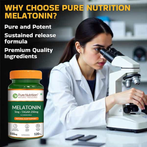 Pure Nutrition Melatonin 5 Mg With 250 Mg Tagar & Chamomile 120 Tabs Pn 2.0