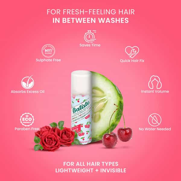 Batiste Instant Hair Refresh Dry Shampoo - Fruity & Cheeky Cherry - 50Ml
