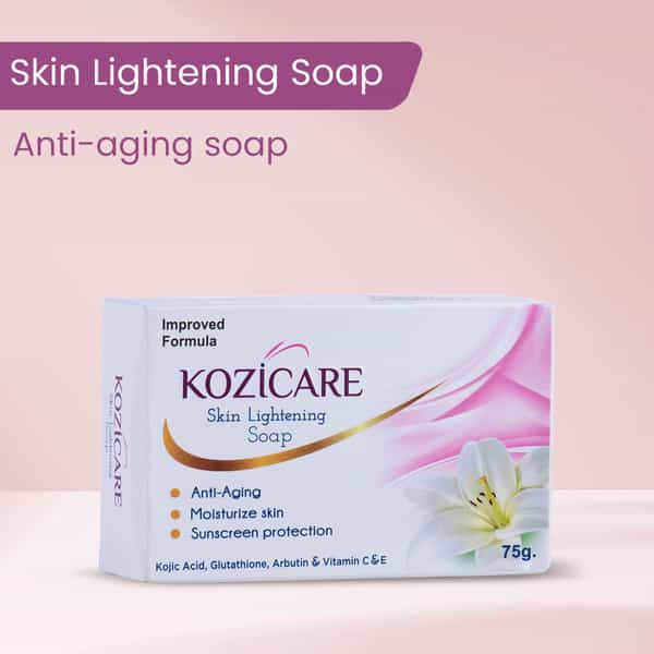 Kozicare Skin Lightening Soap With Kojic Acid Glutathione Arbutin Vitamin C & E - 75G