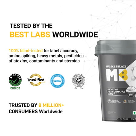 Muscleblaze Biozyme Performance Whey Protein (Triple Chocolate | 4x1kg / 2.2lbs) | 25g Protein