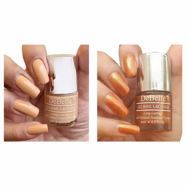 Debelle Gel Nail Polish Gift Set Of 2 Almond Blush | Aurora- 16 Ml (8 Ml Each)
