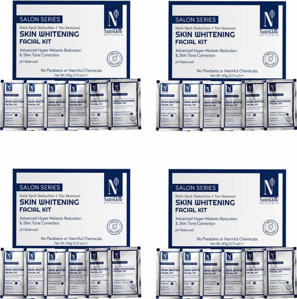 Nutriglow Natural's Advanced Pro Formula Combo Pack Of 4 Skin Whitening Facial Kit (60Gm) Each