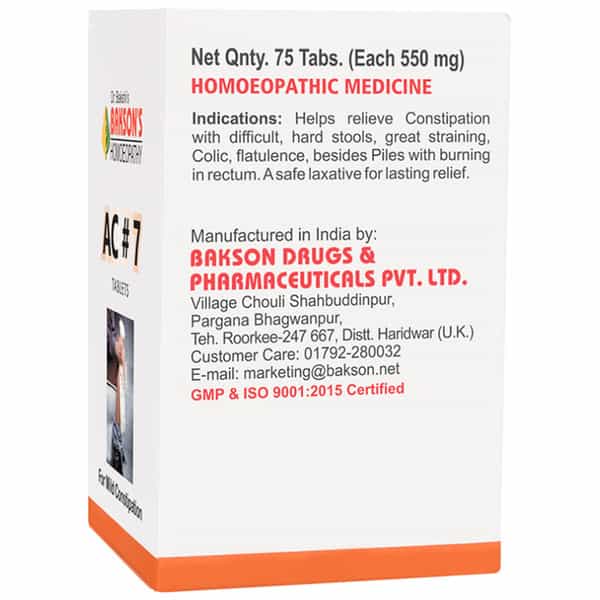 Baksons Homoeopathy Ac#7 Tablet 75 No's