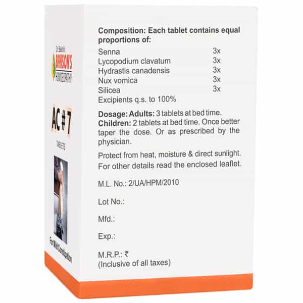 Baksons Homoeopathy Ac#7 Tablet 75 No's