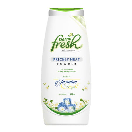 Dermi Fresh Prickly Heat For Instant Relief & Long Lasting Fresh Jasmine Flavour Powder Bottle 150gm