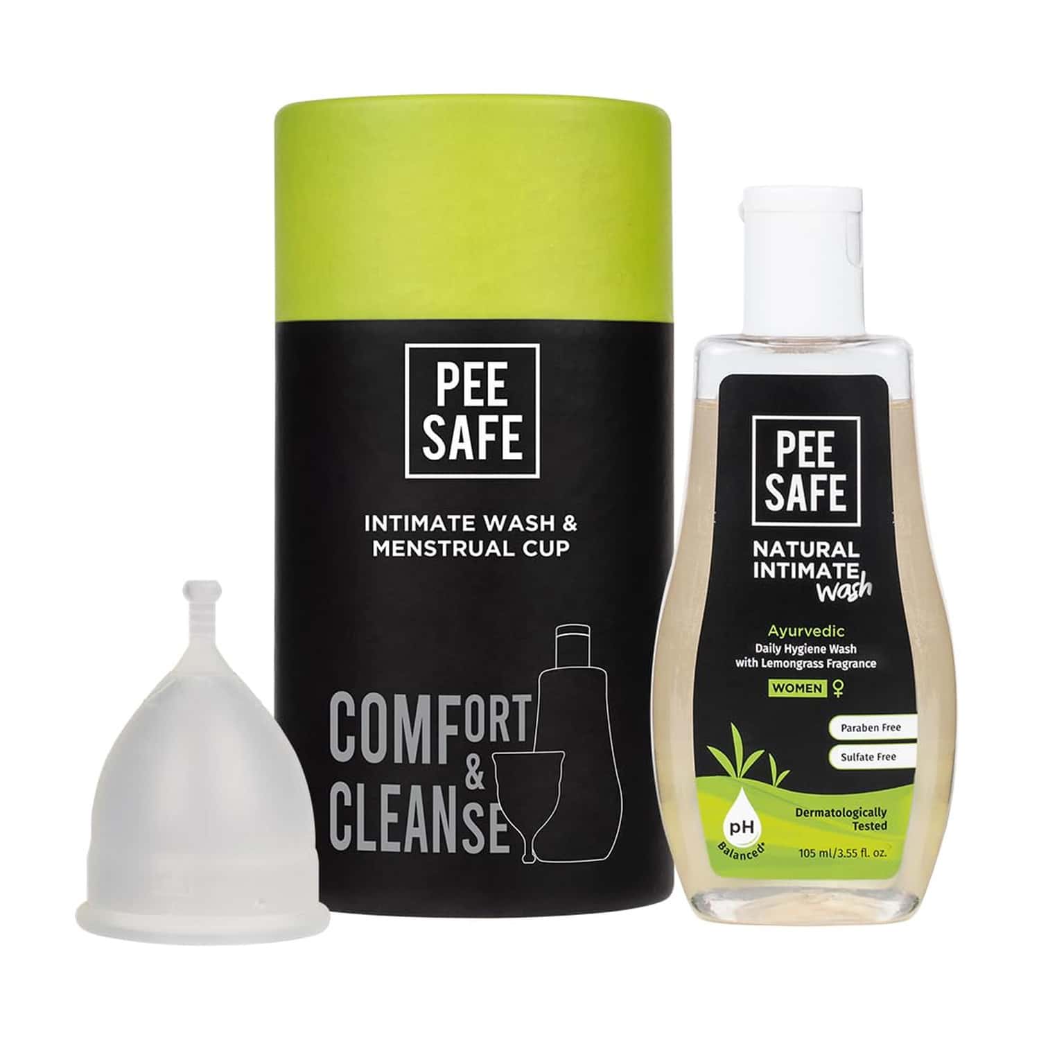 Peesafe Menstrual Hygiene Combo Reusable Menstrual Cups (Large) & Feminine Intimate Wash 105ml