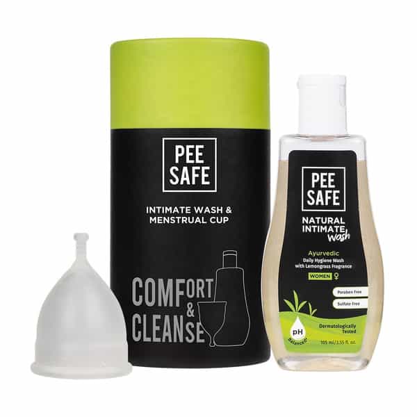 Peesafe Menstrual Hygiene Combo Reusable Menstrual Cups (Large) & Feminine Intimate Wash 105Ml