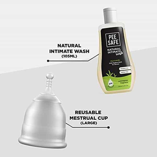 Peesafe Menstrual Hygiene Combo Reusable Menstrual Cups (Large) & Feminine Intimate Wash 105Ml