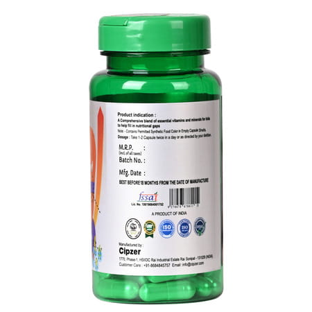 Cipzer Kids Advanced Feed 60 Capsules | Supports Growth| Immunity & Nutrition For Children