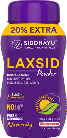 Siddhayu Laxsid Powder 100 +20 Gm (by Baidyanath) Herbal Laxative Relief From Constipation