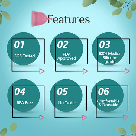 Floren Reusable Menstrual Cup For Women With Pouch |Fda Approved( Large ) - Pack Of 2