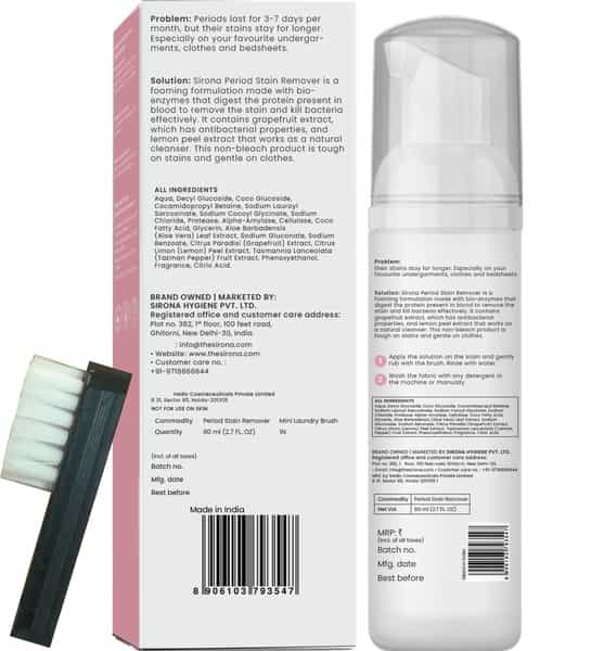 Sirona Antibacterial Period Stain Remover - 80 Ml