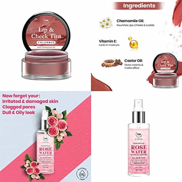 Tnw The Natural Wash Lip Care Combo With Columbus Lip & Cheek Tint And Steam Distilled Rose Water