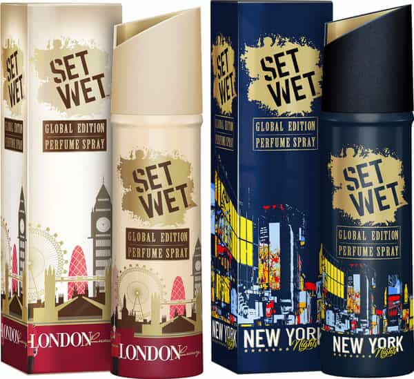 Set Wet London Luxury And New York Nights Perfume Body Spray & Deodorant For Men - 120 Ml Pack Of 2