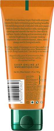 Biotique Papaya Tan Removal Brightening & Reviatalizing Face Scrub For All Skin Types | 100g
