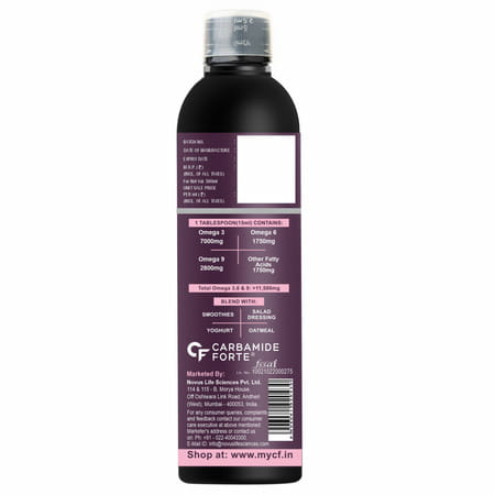 Carbamide Forte Cold Pressed Flaxseed Oil Omega 3 | Skin & Hair Growth - Vegetarian Oil - 500ml