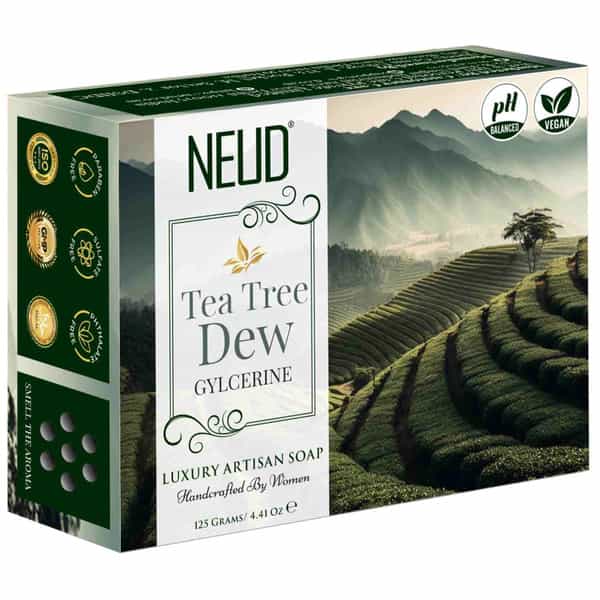Neud Tea Tree Dew Glycerine Luxury Artisan Handmade Soaps Bar Acne Control & Deep Cleansing - 125Gm