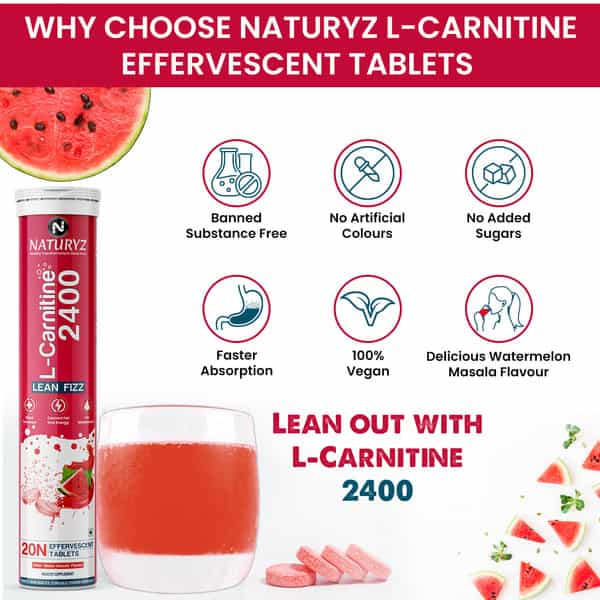 Naturyz L Carnitine L Tartrate 2400 Mg | Energy & Endurance | Performance & Recovery (20 Tablets)