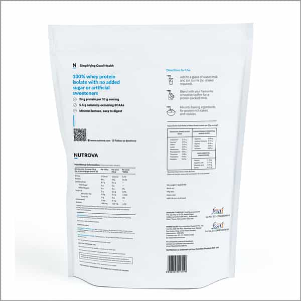 Nutrova Whey Protein Isolate (Vanilla) - 1 Kg