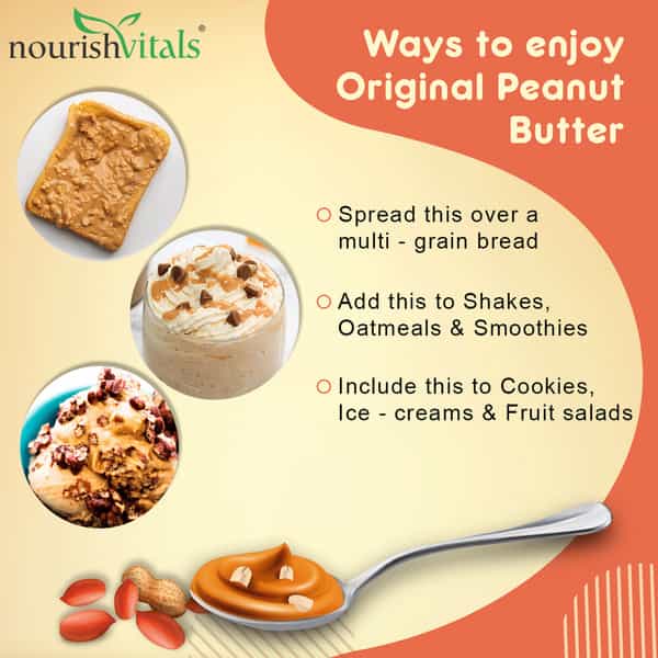 Nourishvitals Original Peanut Butter (Extra Crunchy) Natural No Added Sugar Salt Or Oils 750 G