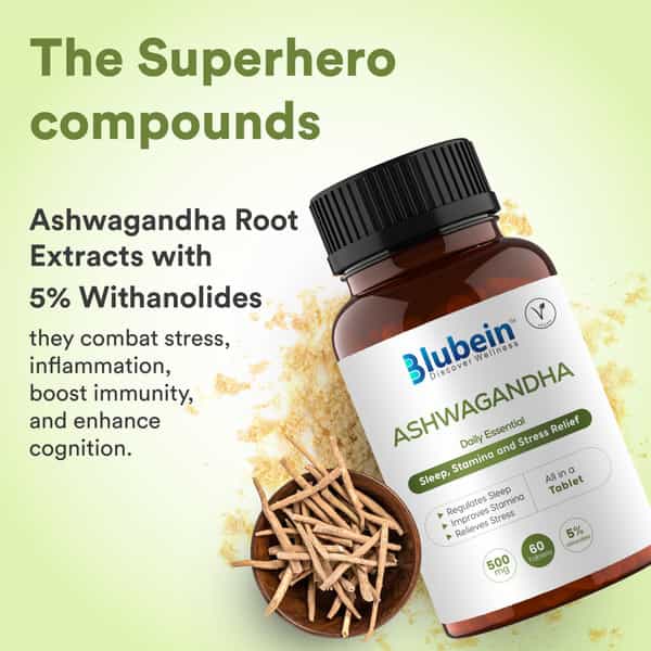Blubein Ashwagandha Tablets 500Mg - Pack Of 60 Tablets