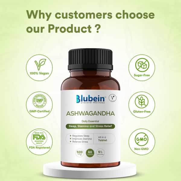 Blubein Ashwagandha Tablets 500Mg - Pack Of 60 Tablets