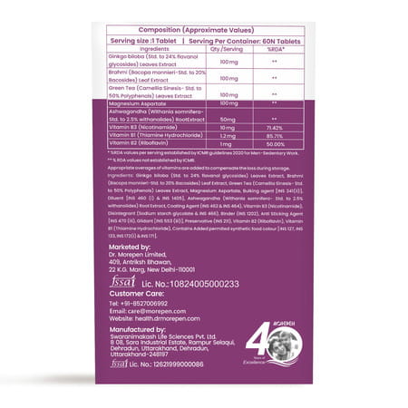 Dr. Morepen Memory Booster | Tablets | 60 No'S | Pack Of 2