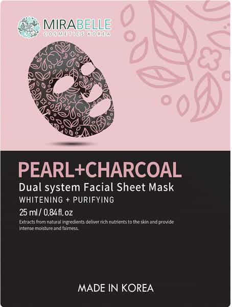 Mirabelle Pearl + Charcoal Dual System Facial Sheet Mask