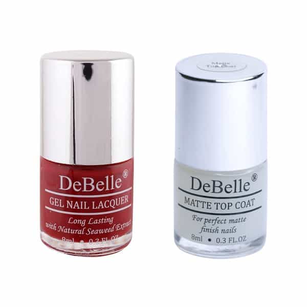Debelle Gel Nail Polish Gift Set Of 2 Moulin Rouge | Matte Top Coat - 16 Ml
